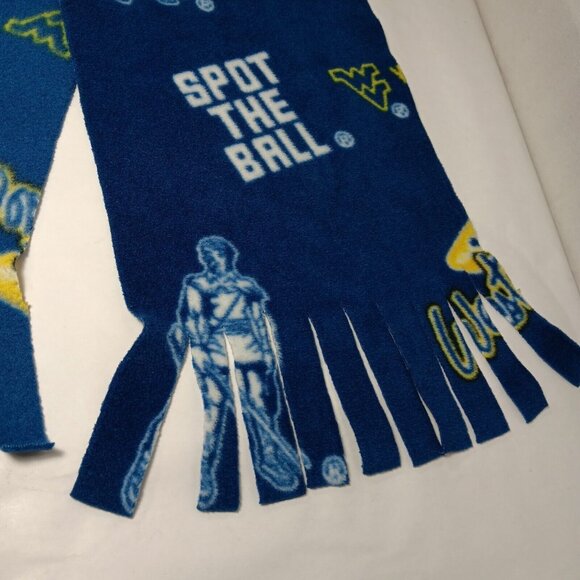 WVU Mountaineers Scarf Blue Fleece Fringe West Virginia University Winter Warm - Picture 3 of 5